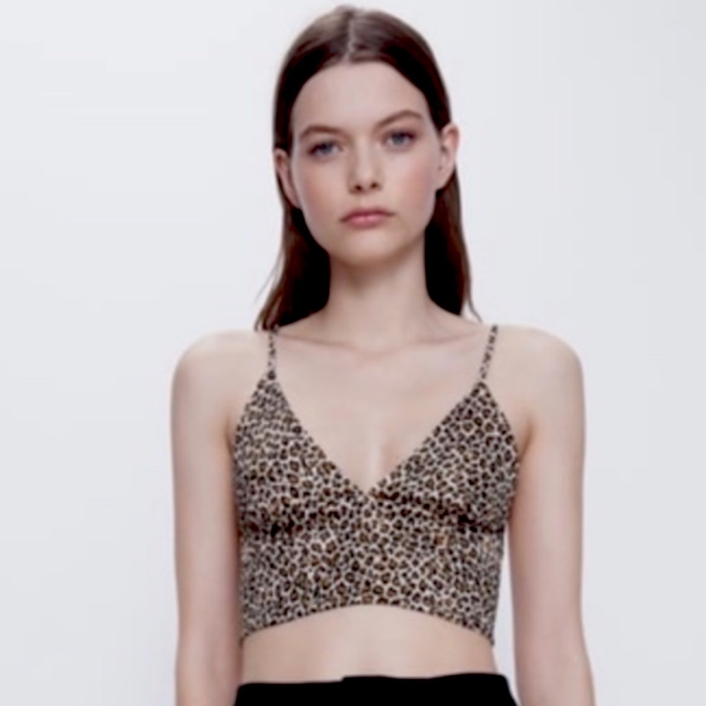 ZARA leopard cheetah animal print crop tank top. Size S